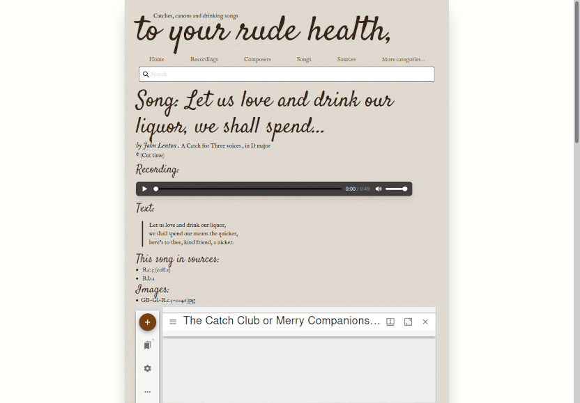 Screenshot of a “song” record